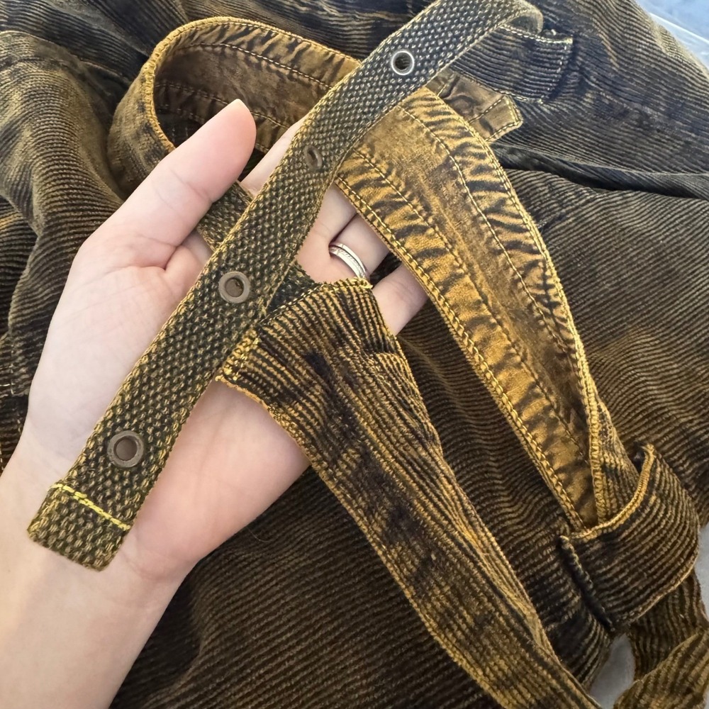 Vintage Y2K Corduroy Jacket Belted Fleece Warm Olive L Academia Steampunk Grunge - Picture 16 of 16